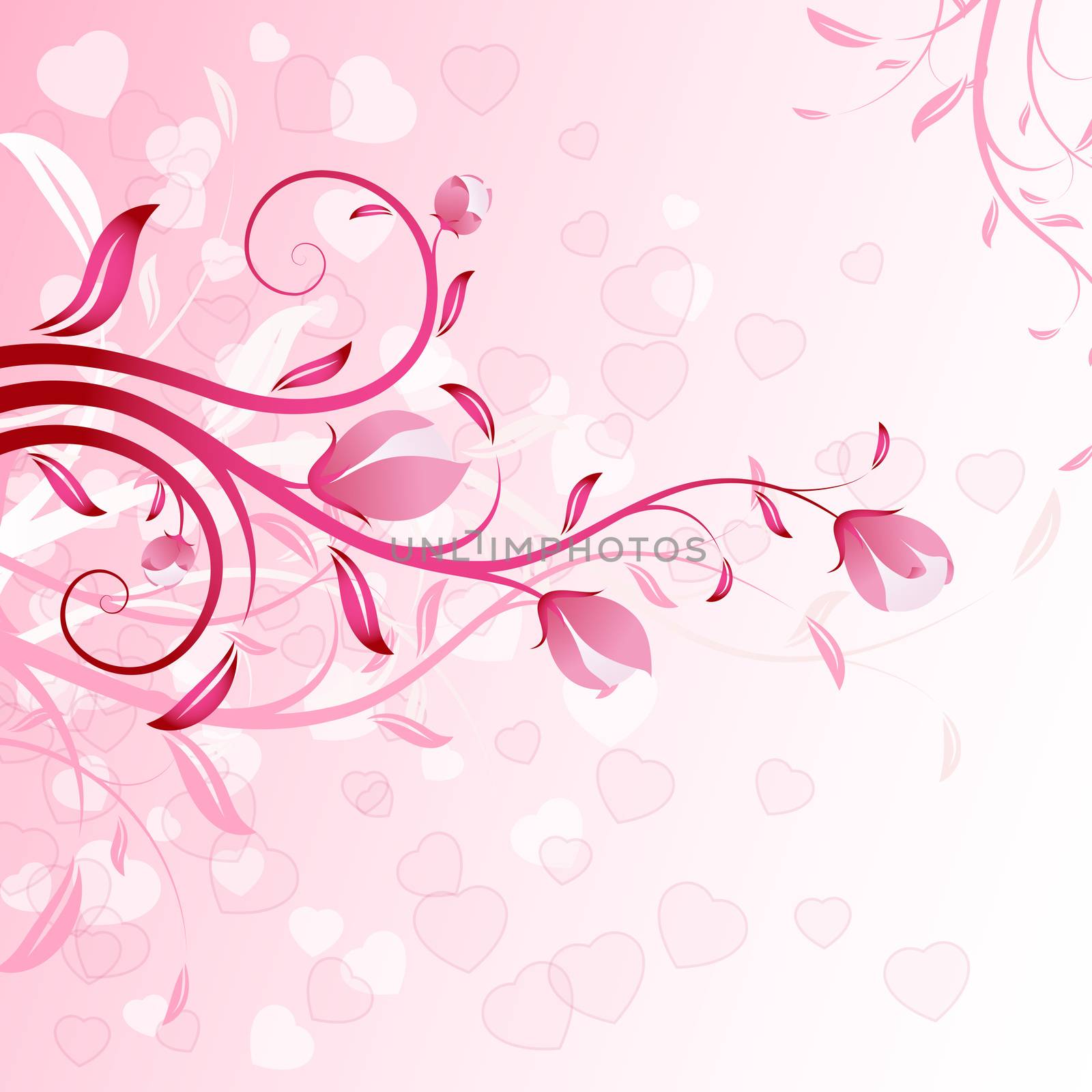 Abstract Floral Valentine's day background in pink color