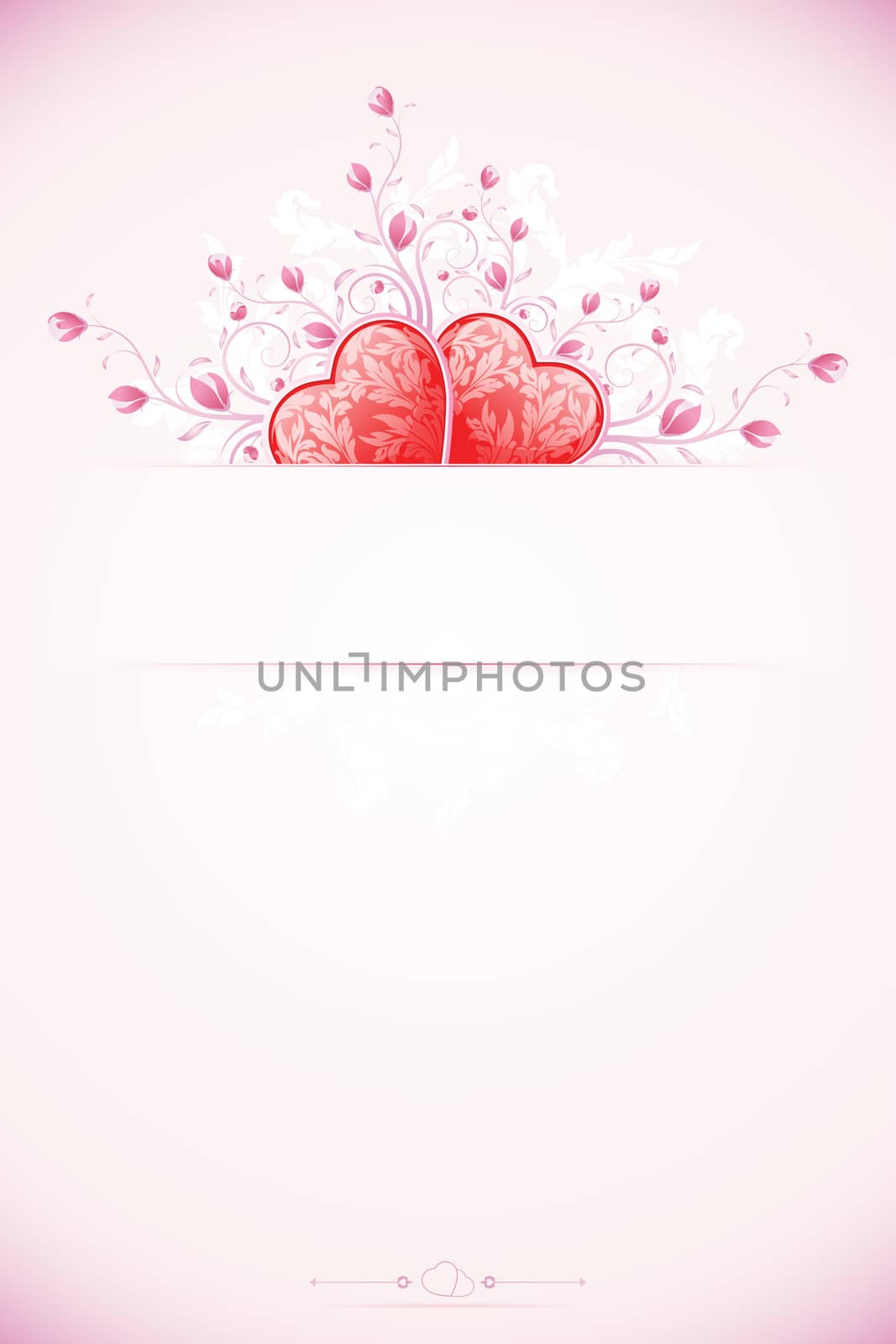 Abstract Valentines Day Card Template with Hearts and florals