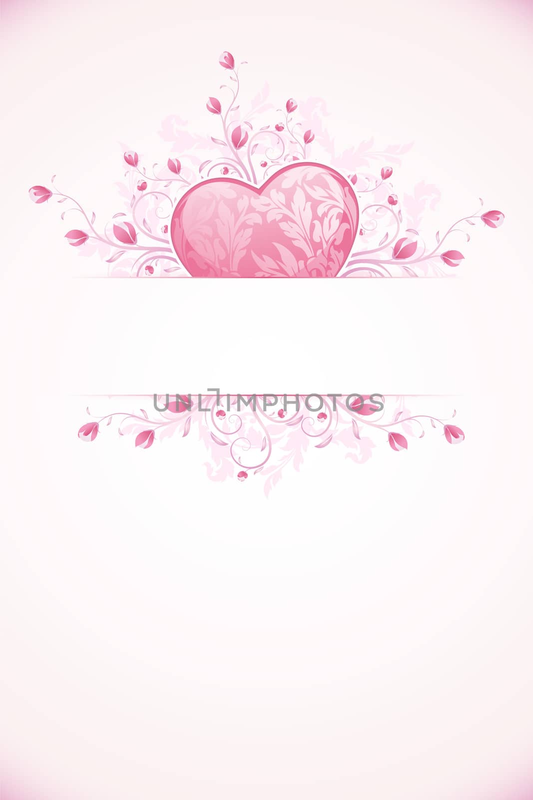 Abstract Valentines Day Card Template with Heart and florals