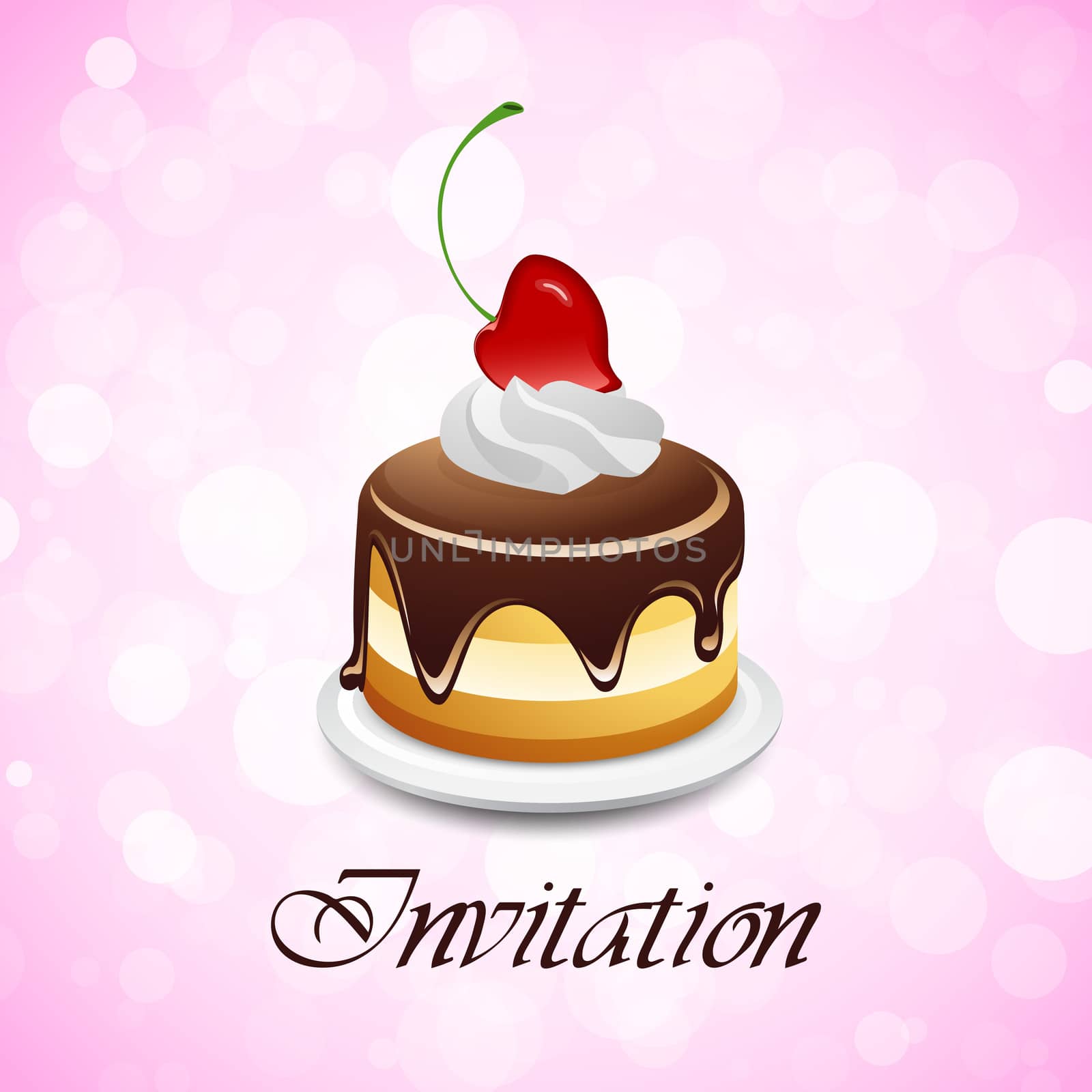 Valentines Day Background Invitation with Cake