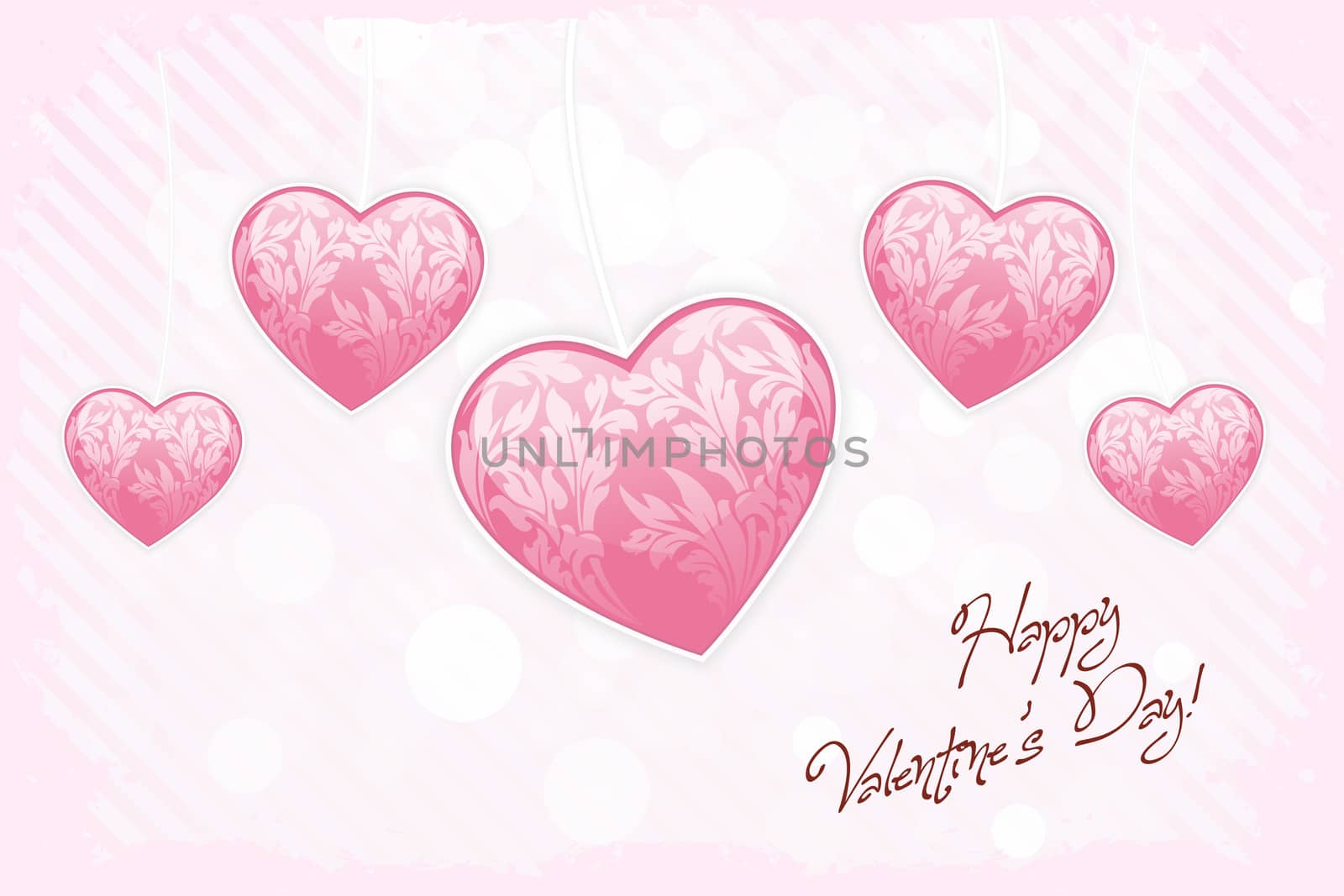 Happy Valentines Day Card with Hearts by WaD