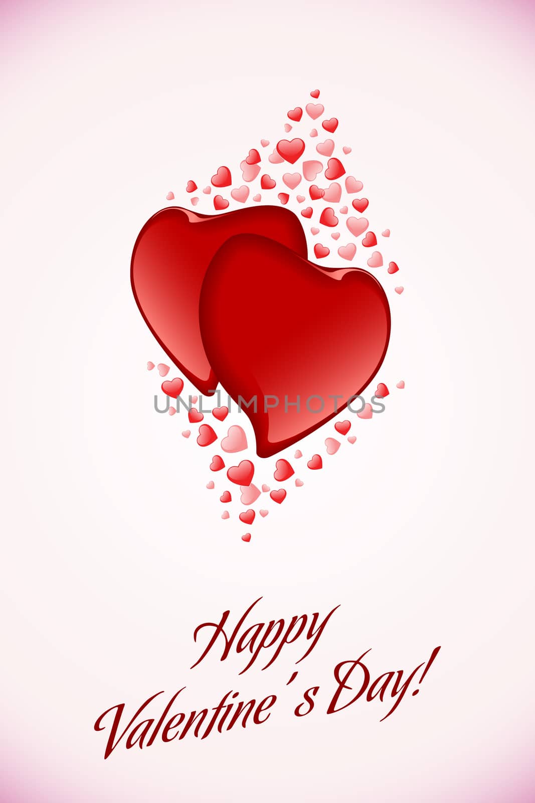 Red Valentine Hearts on Pink Background by WaD