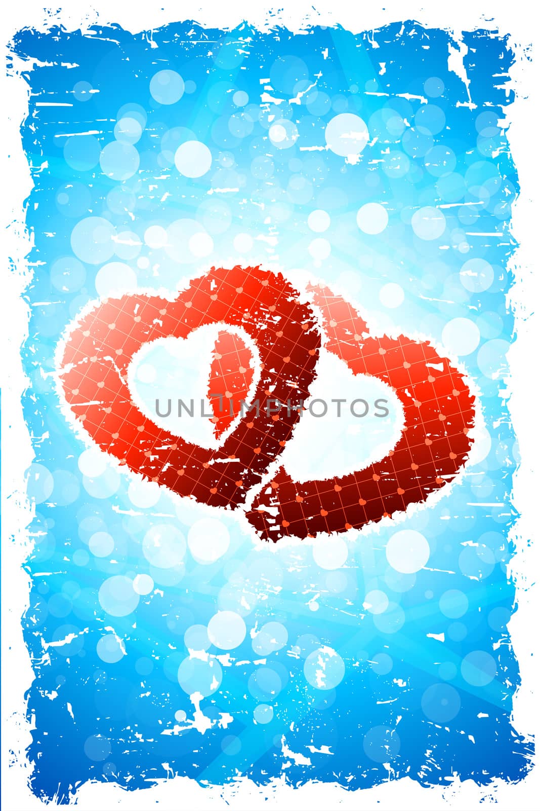 Valentine's Day Background with Torn Hearts on Red Background