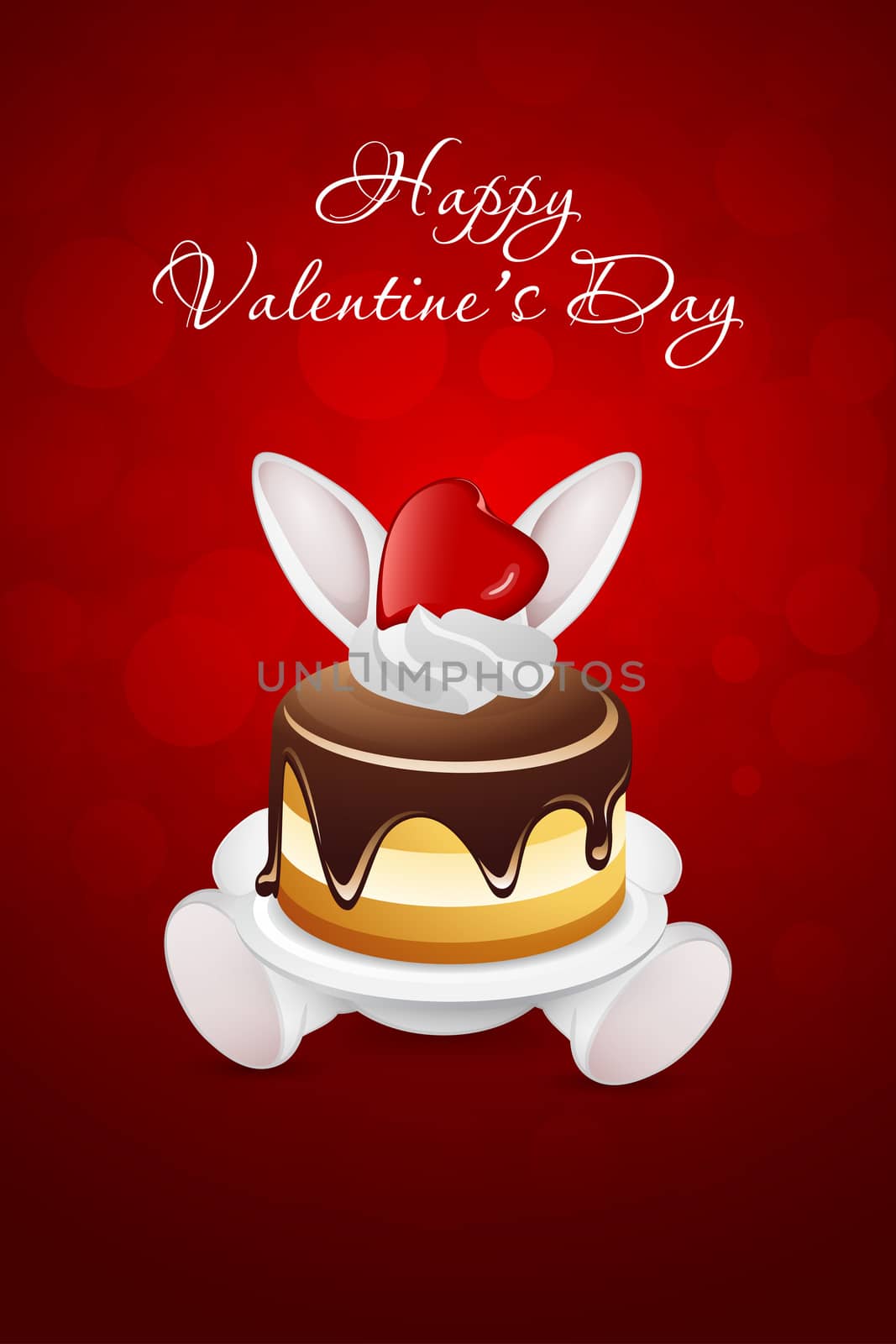 Valentine's Day Card with Rabbit and Cake by WaD