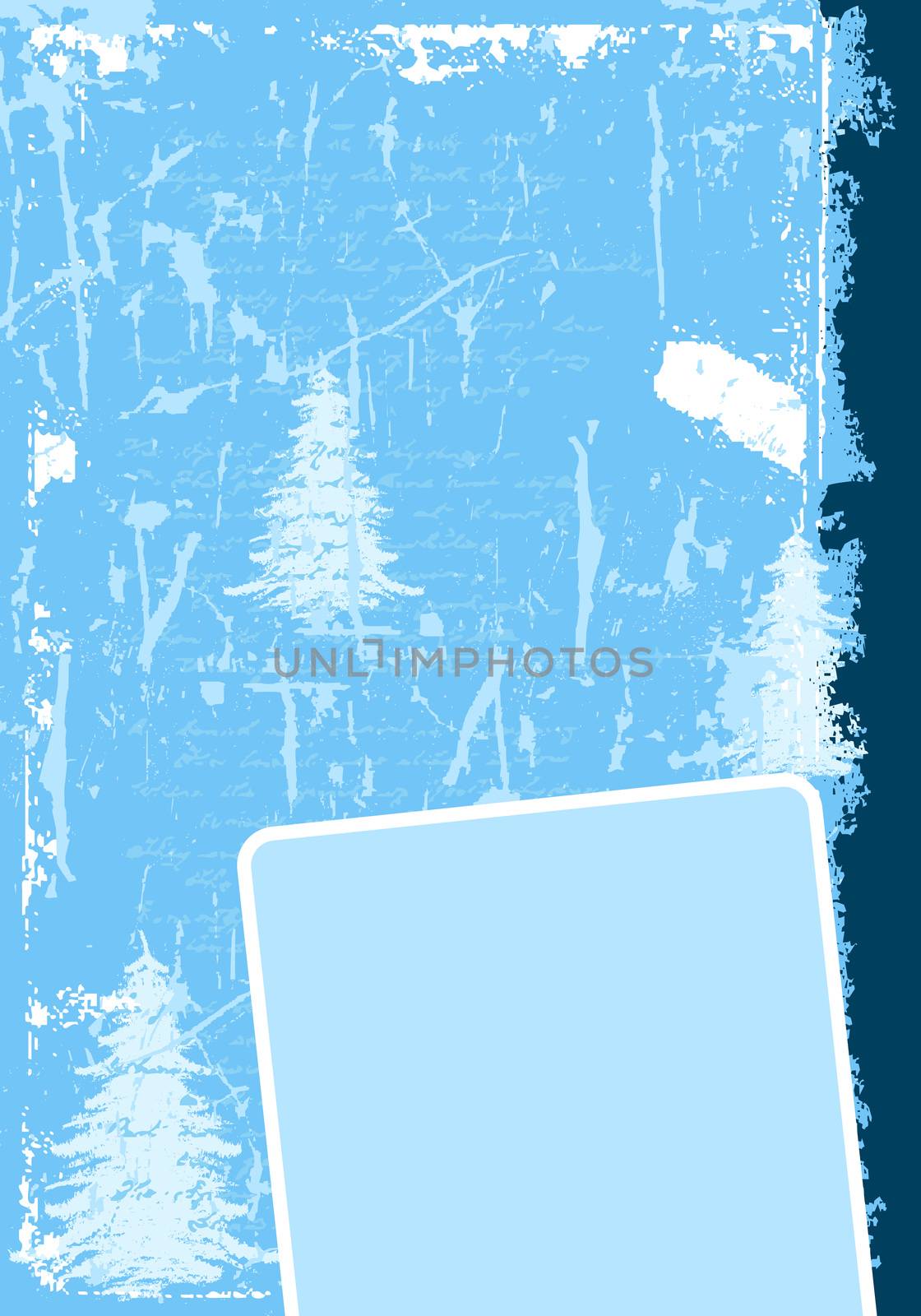 Abstract grunge background with Christmas tree and text frame