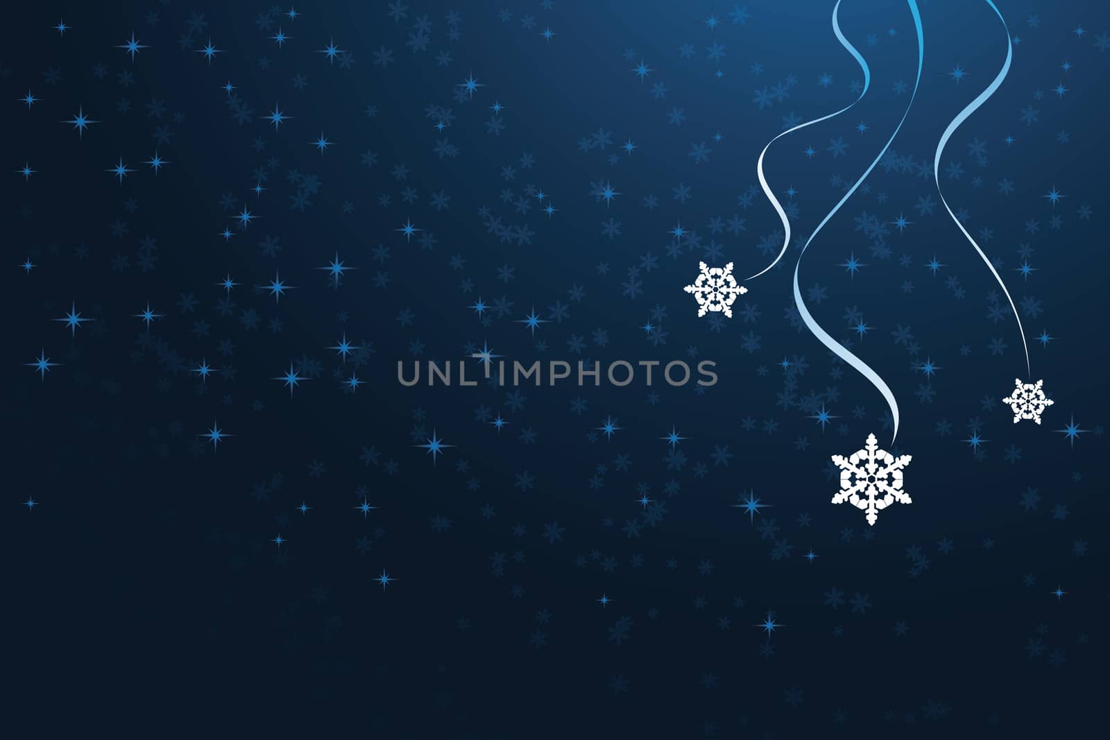 Blue Winter background with stylish snowflakes and stars