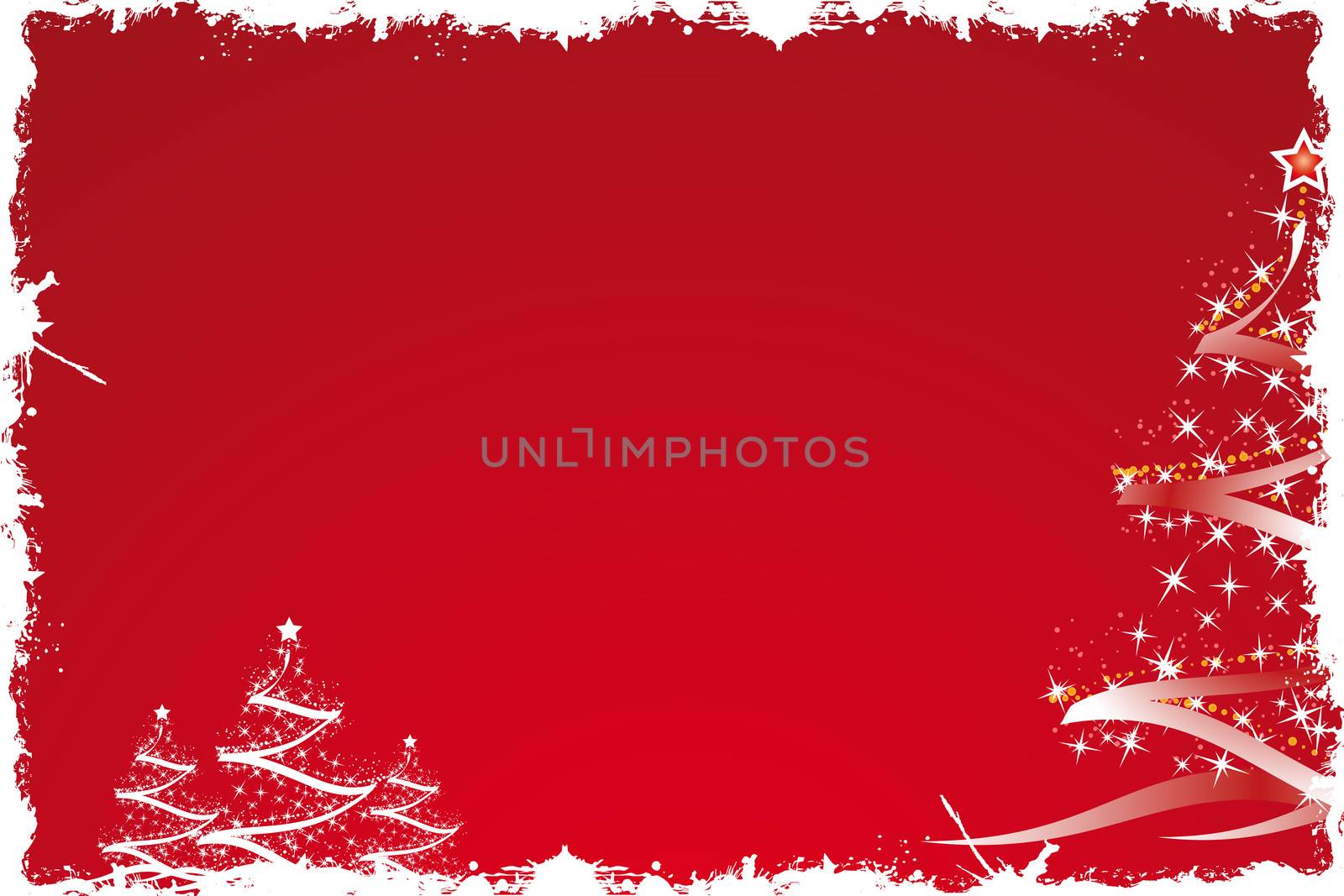 Christmas tree with star and decoration in red color