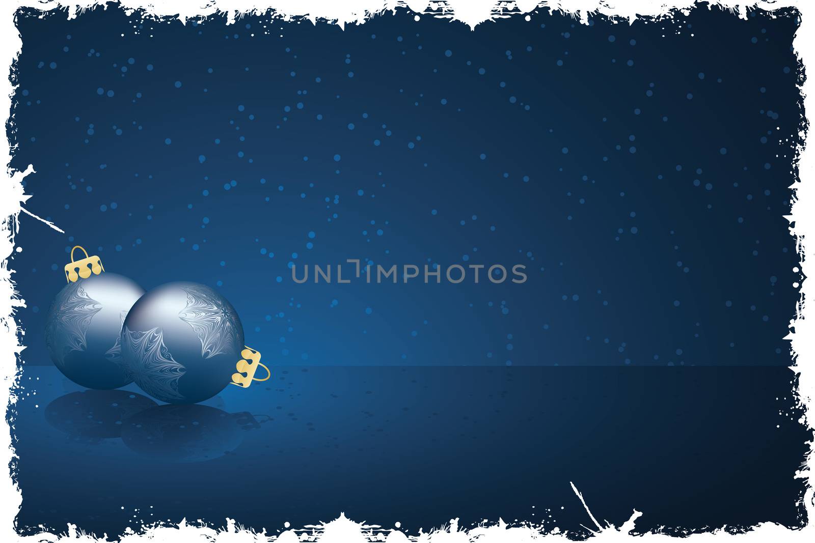 Background with snow and bolls for your design in dark blue colors