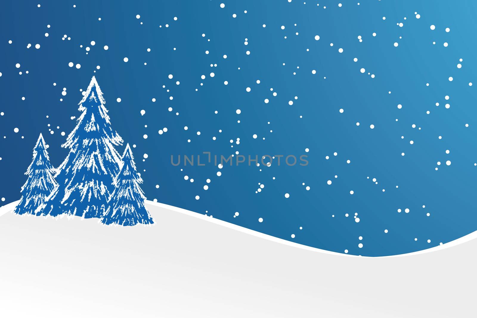 Abstract winter background with christmas tree and snow