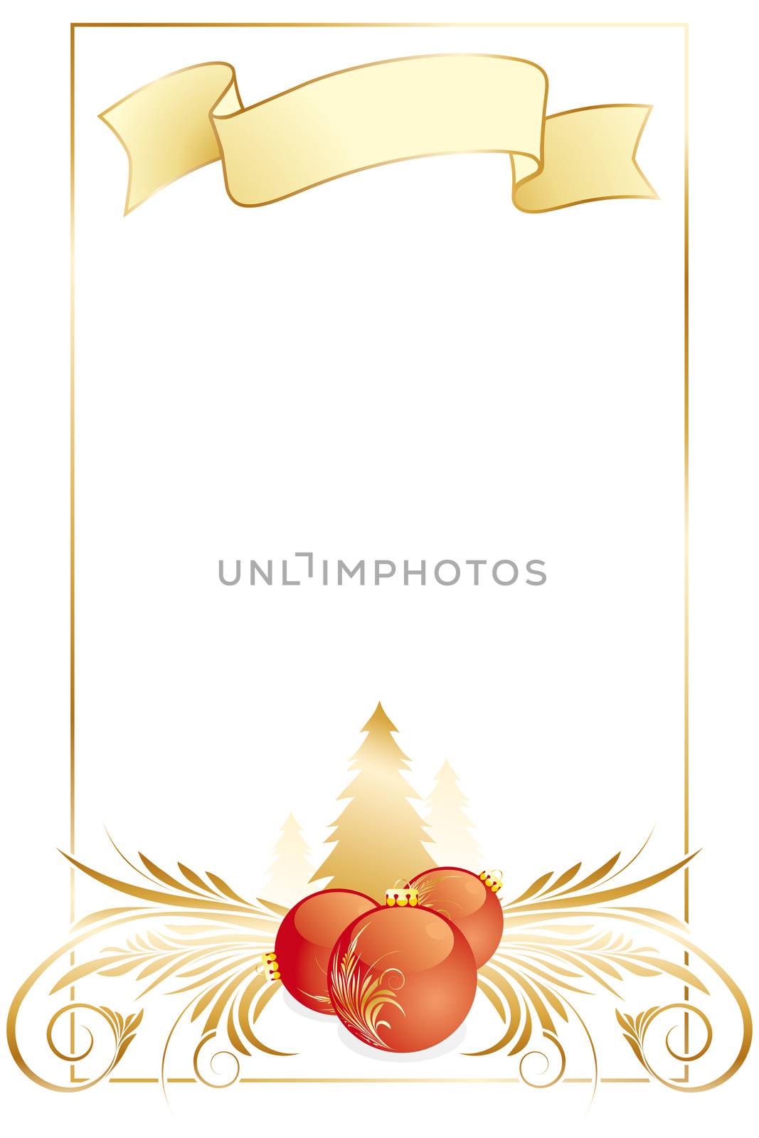 Vector frame with Christmas balls and floral decoration