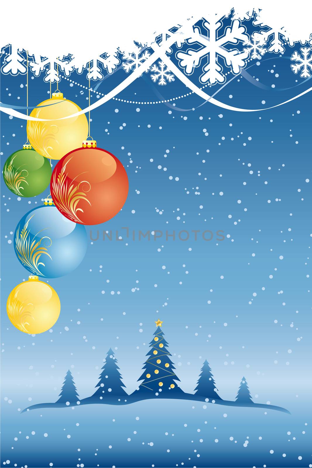 Vector Abstract Background with Christmas tree and decoration