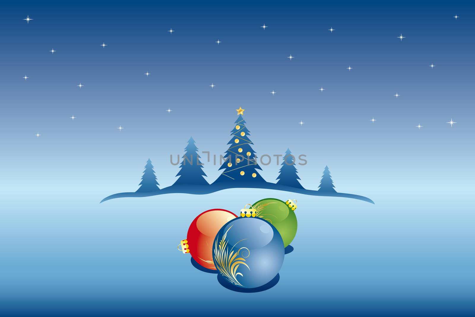 Vector Abstract Background with Christmas tree and balls