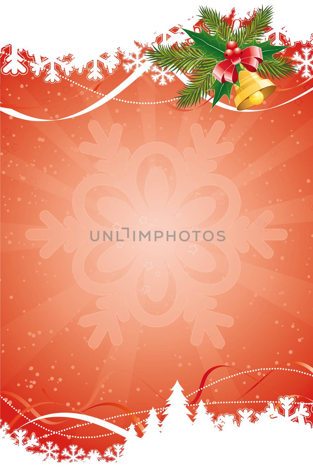 Christmas abstract background with bell and snowflake in back