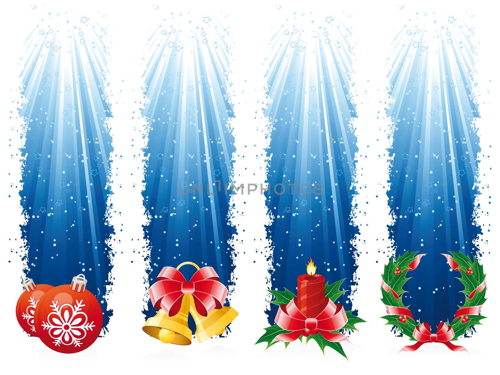 Four Christmas vertical blue banners for your design