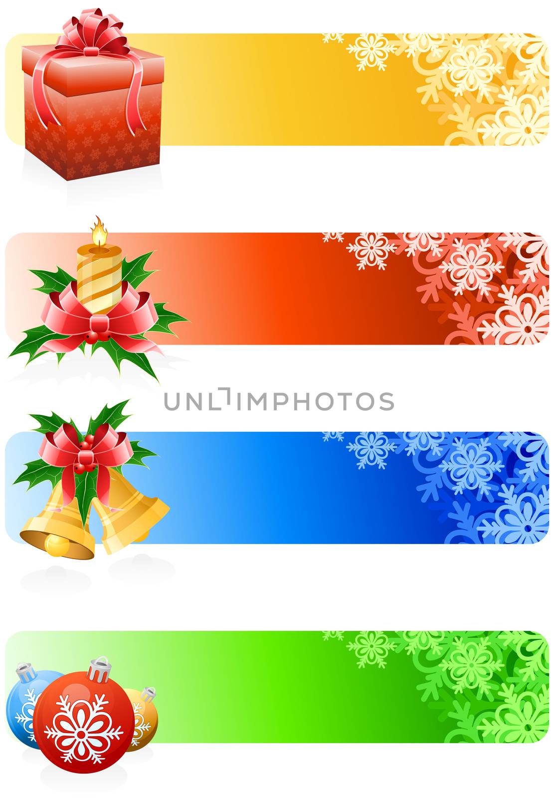 Four Christmas horizontal color banners for your design