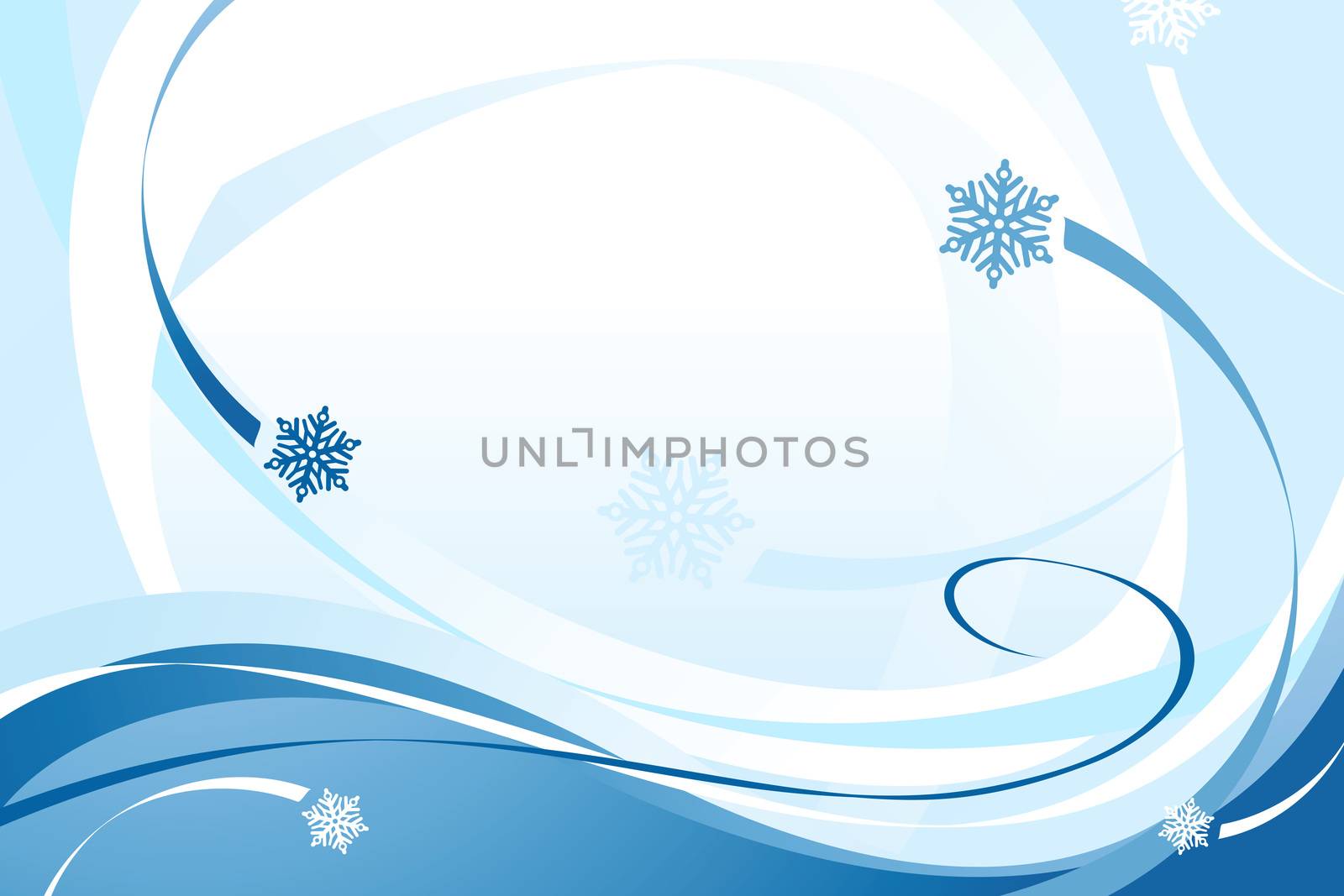 Abstract Blue Christmas Snowflake Background with waves