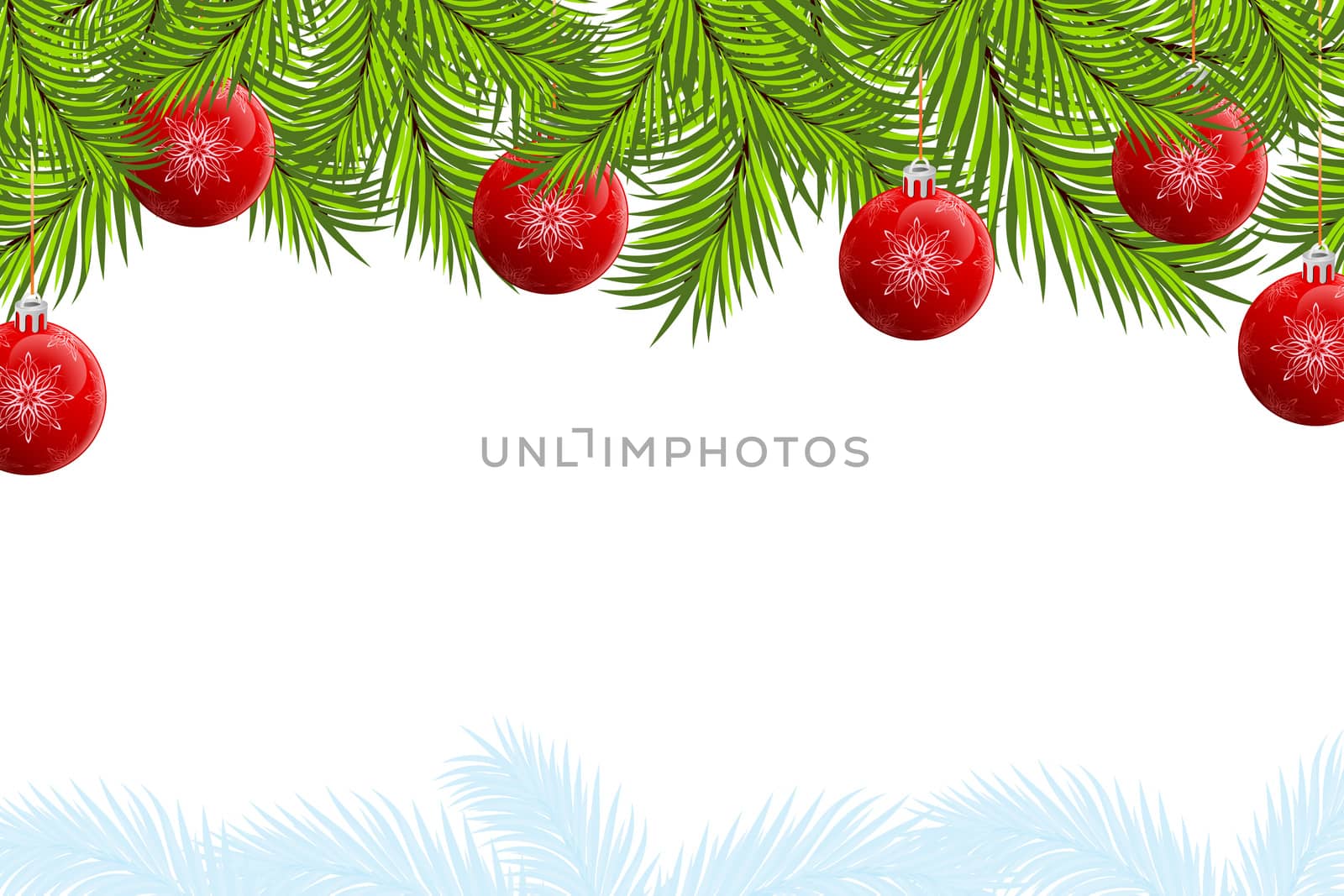 Christmas background with fir tree and balls for your design