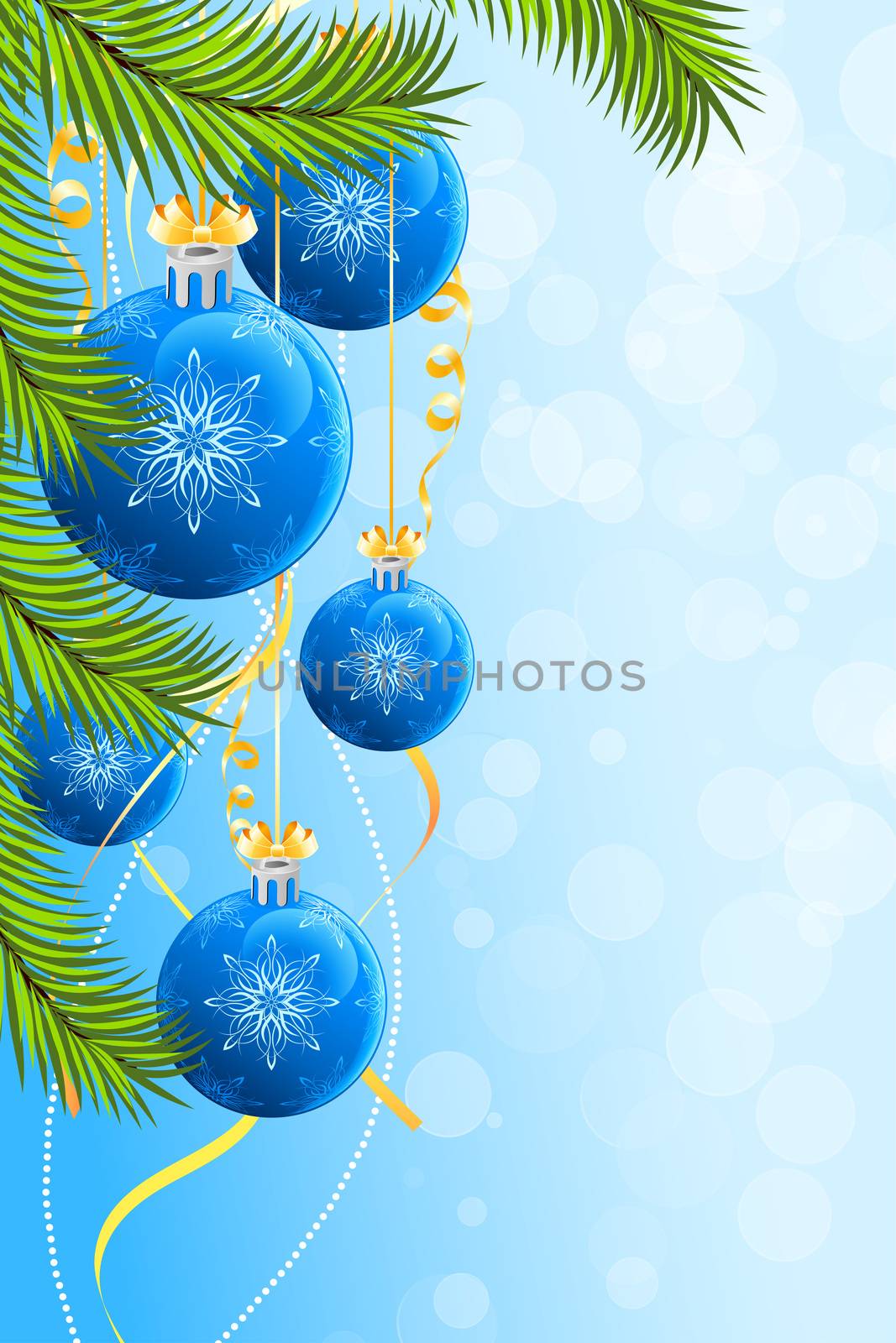 Christmas background with Christmas tree and Christmas Balls