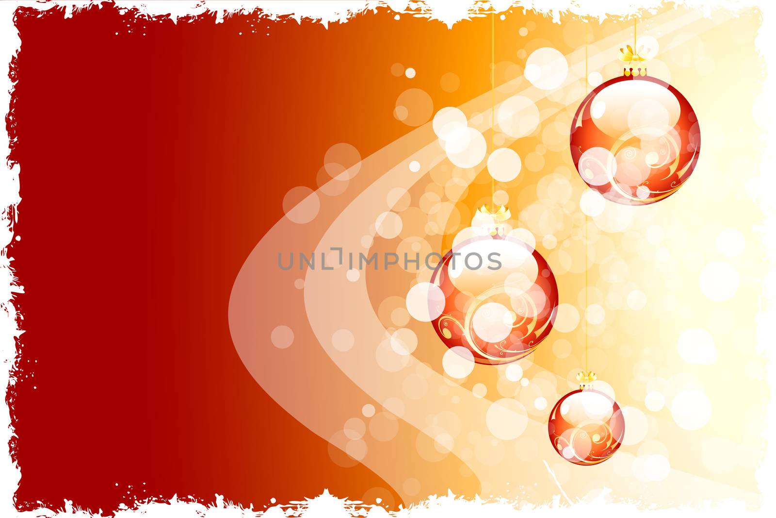Grunge red Christmas background with Christmas balls and sparkles