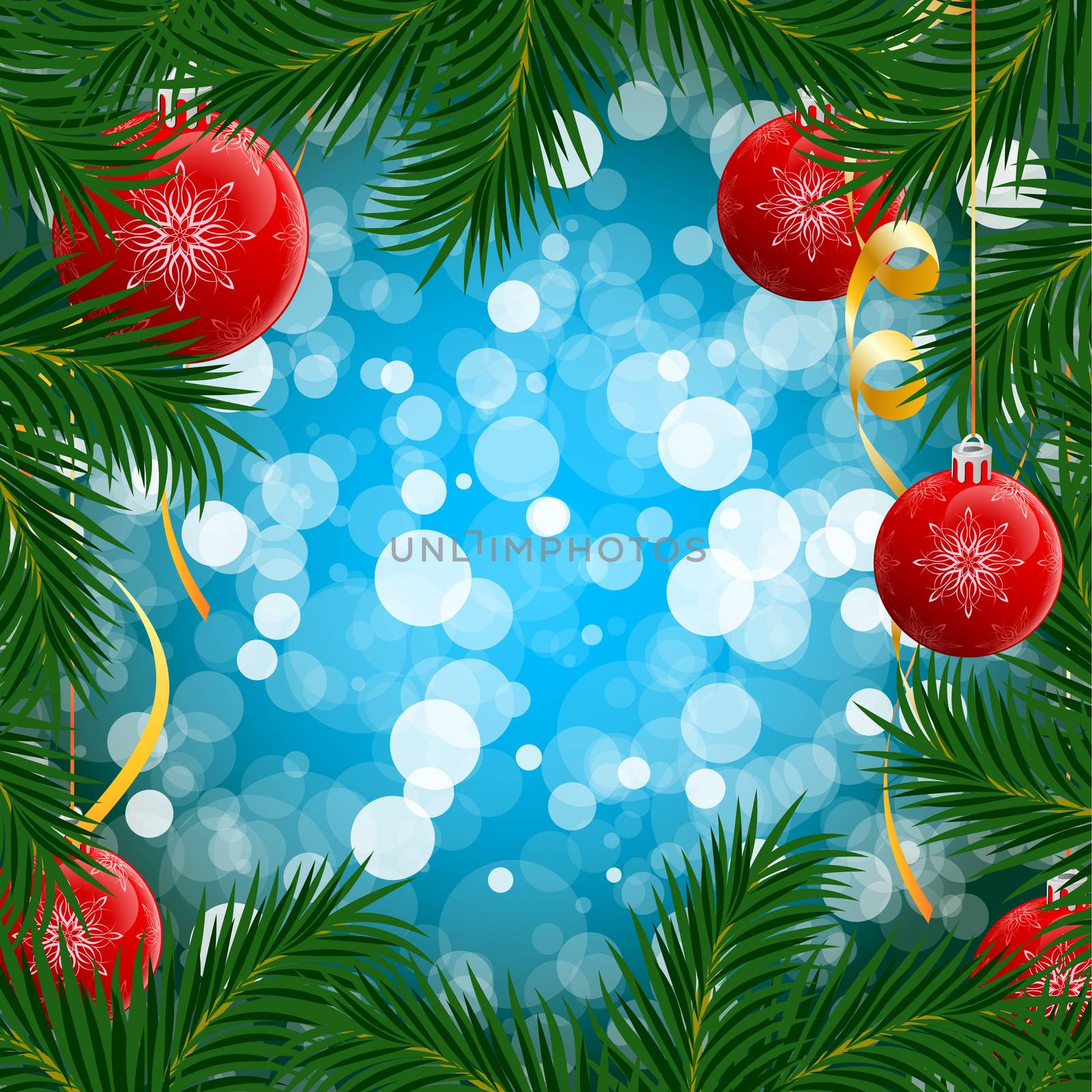 Christmas background with Christmas tree and balls for your design