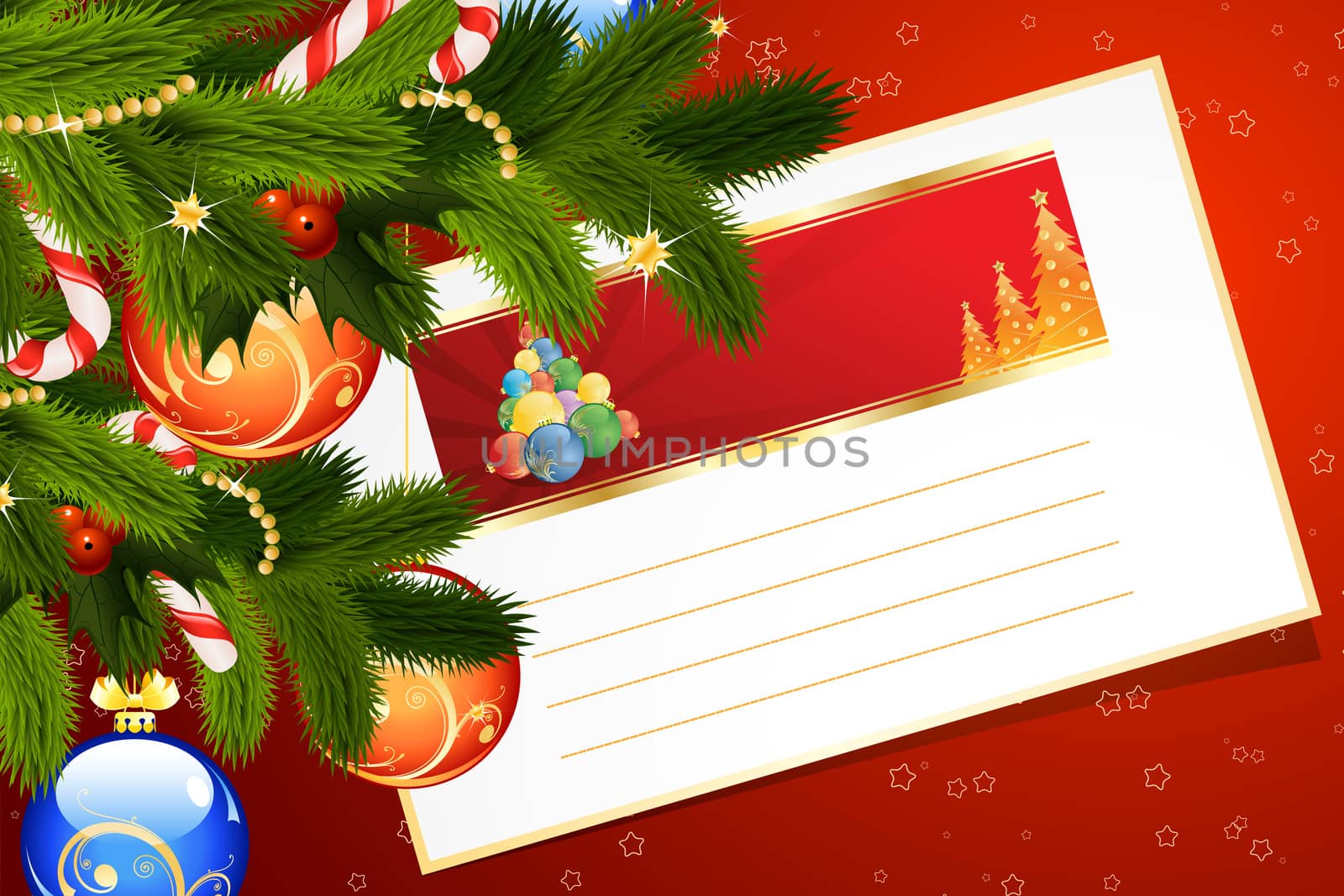 Christmas Card with fir-tree decoration and season's greetings for your design
