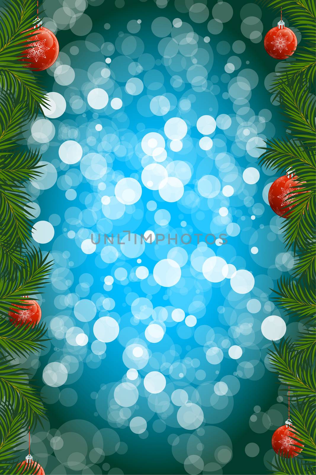 Christmas background with Christmas fir and balls for your design