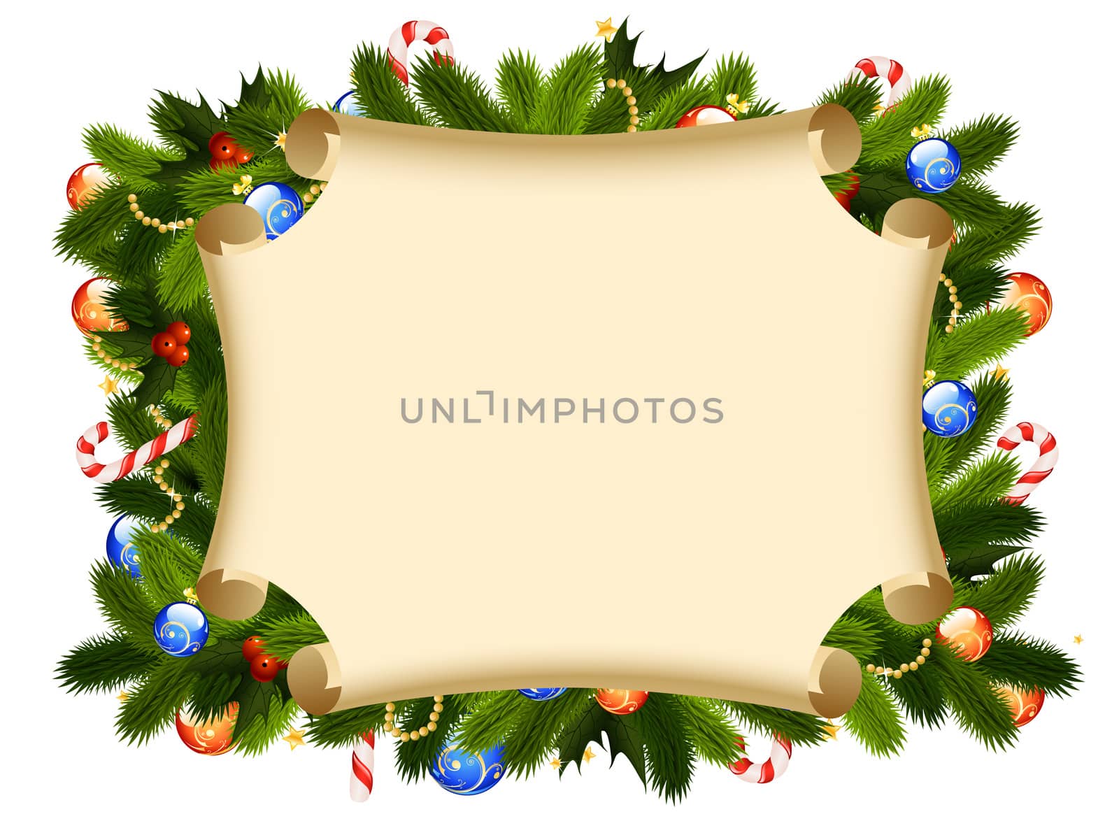 Christmas Card with fir-tree decoration and season's greetings for your design