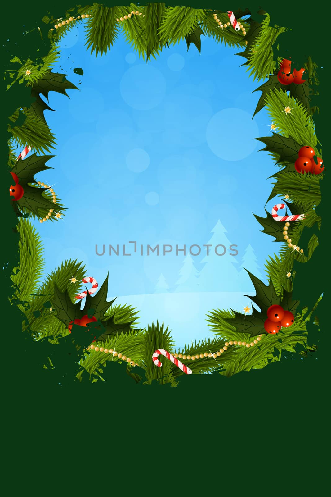 Grungy Christmas Greeting Card with Christmas Decorations