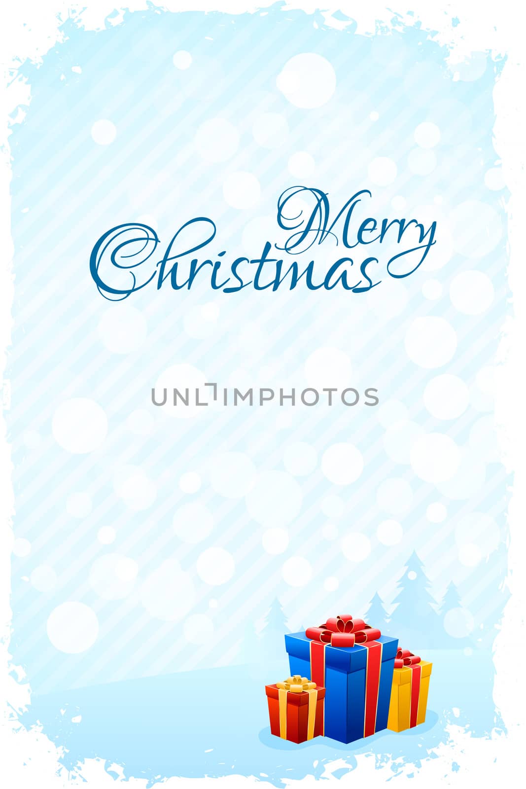 Grungy Christmas Greeting Card with Presents