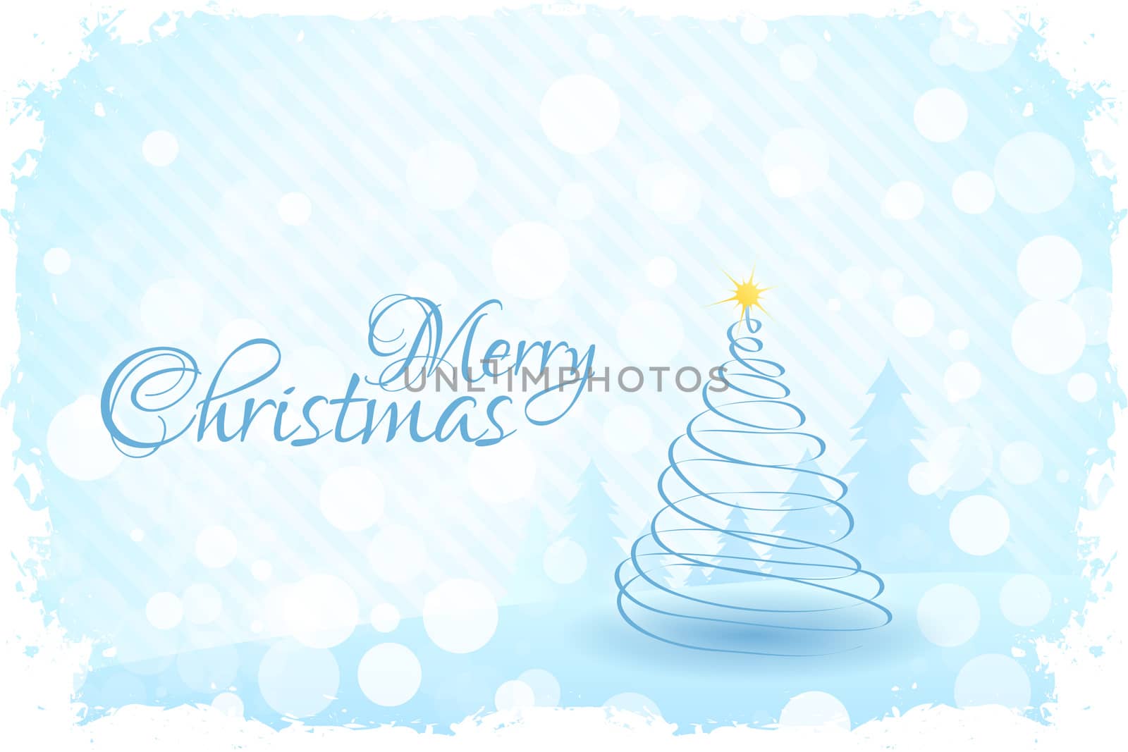 Grungy Christmas Card with Christmas Tree and Star