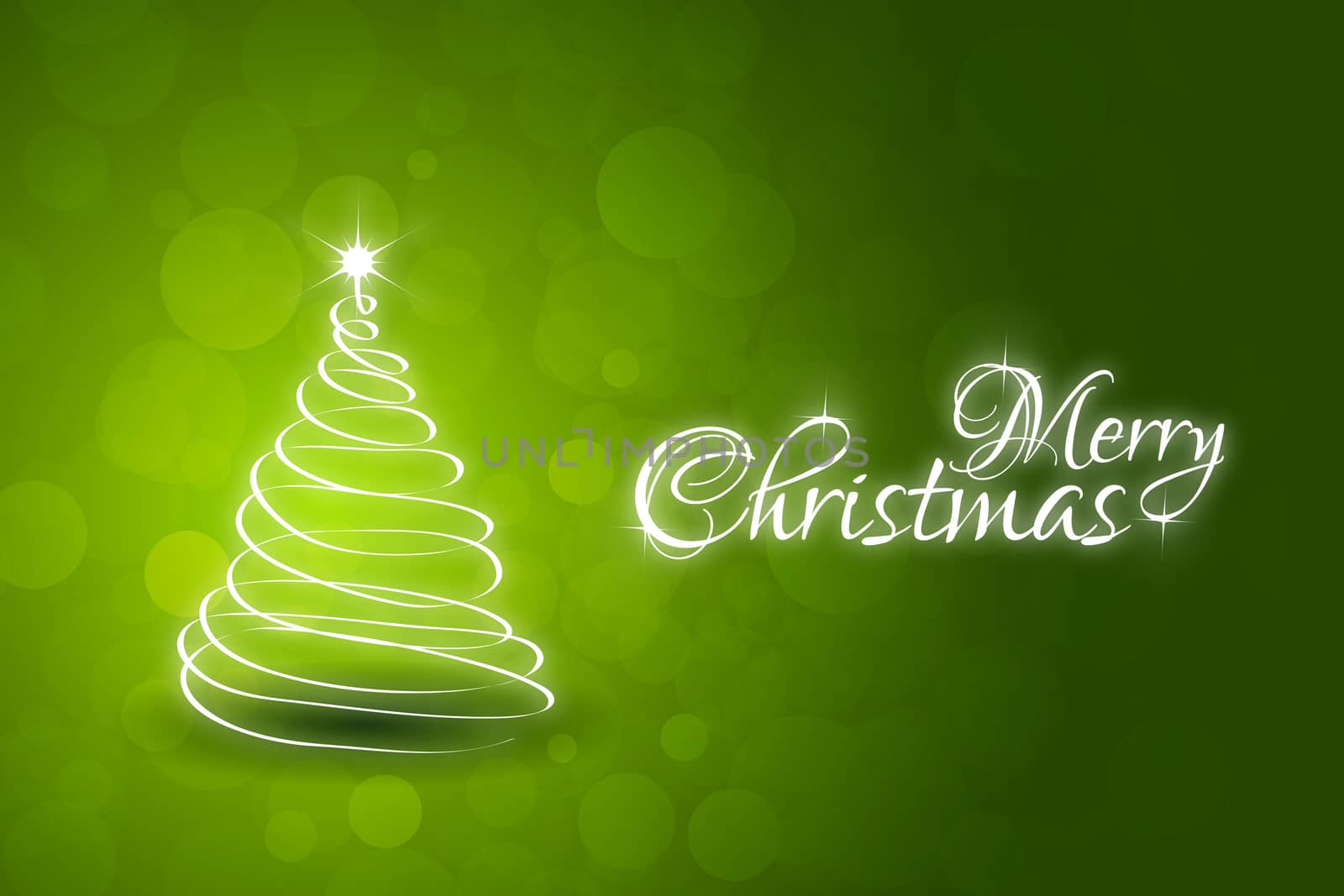 Green Christmas Card with abstract Christmas Tree