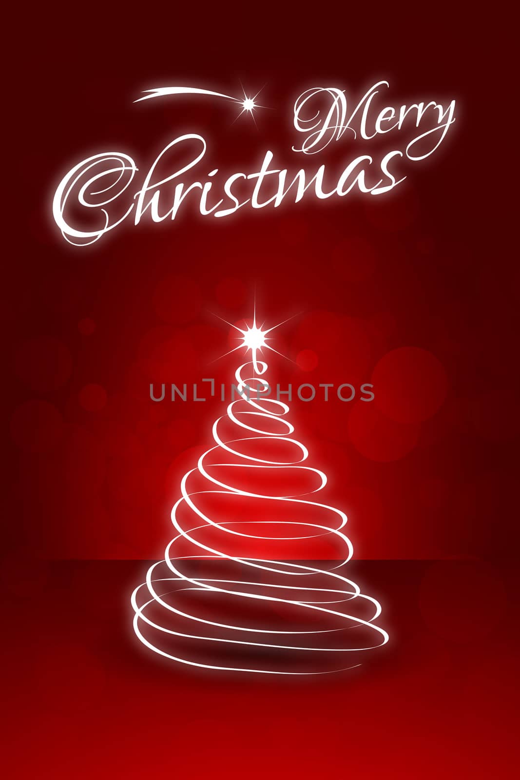 Red Christmas Card with abstract Christmas Tree