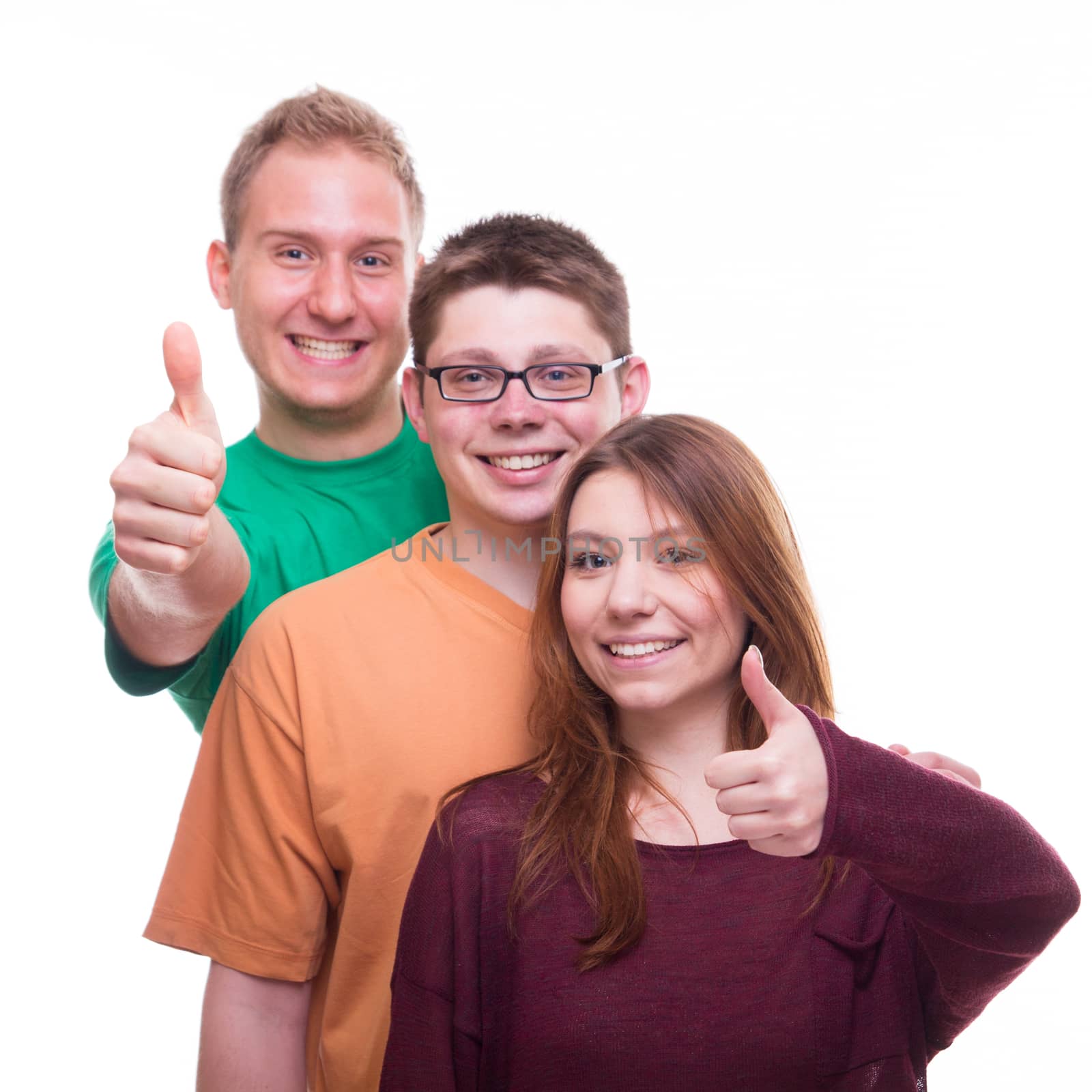 Three Friends giving OK - studio shot 