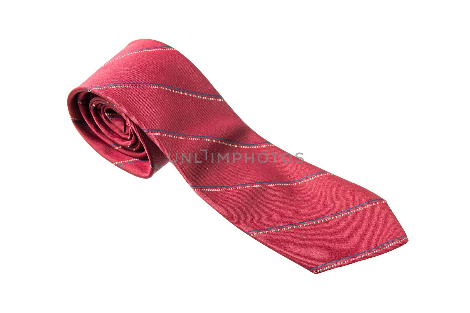 red with strips business neck tie isolated on white background