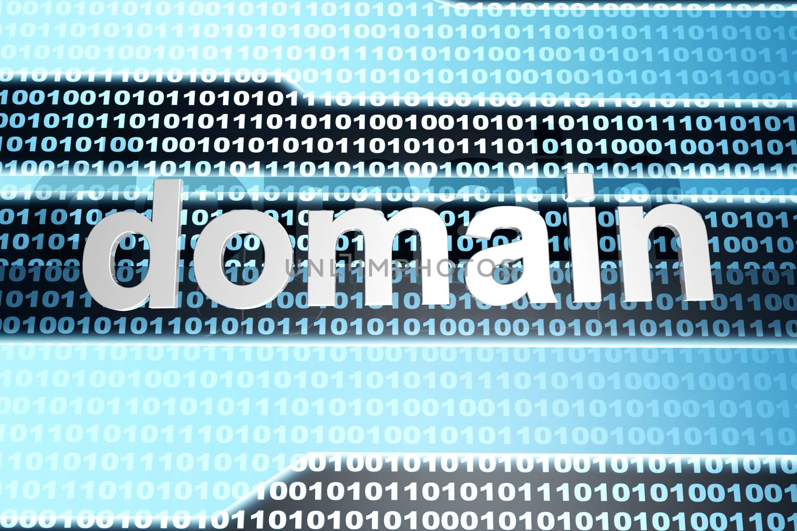 The word domain in front of a binary background.