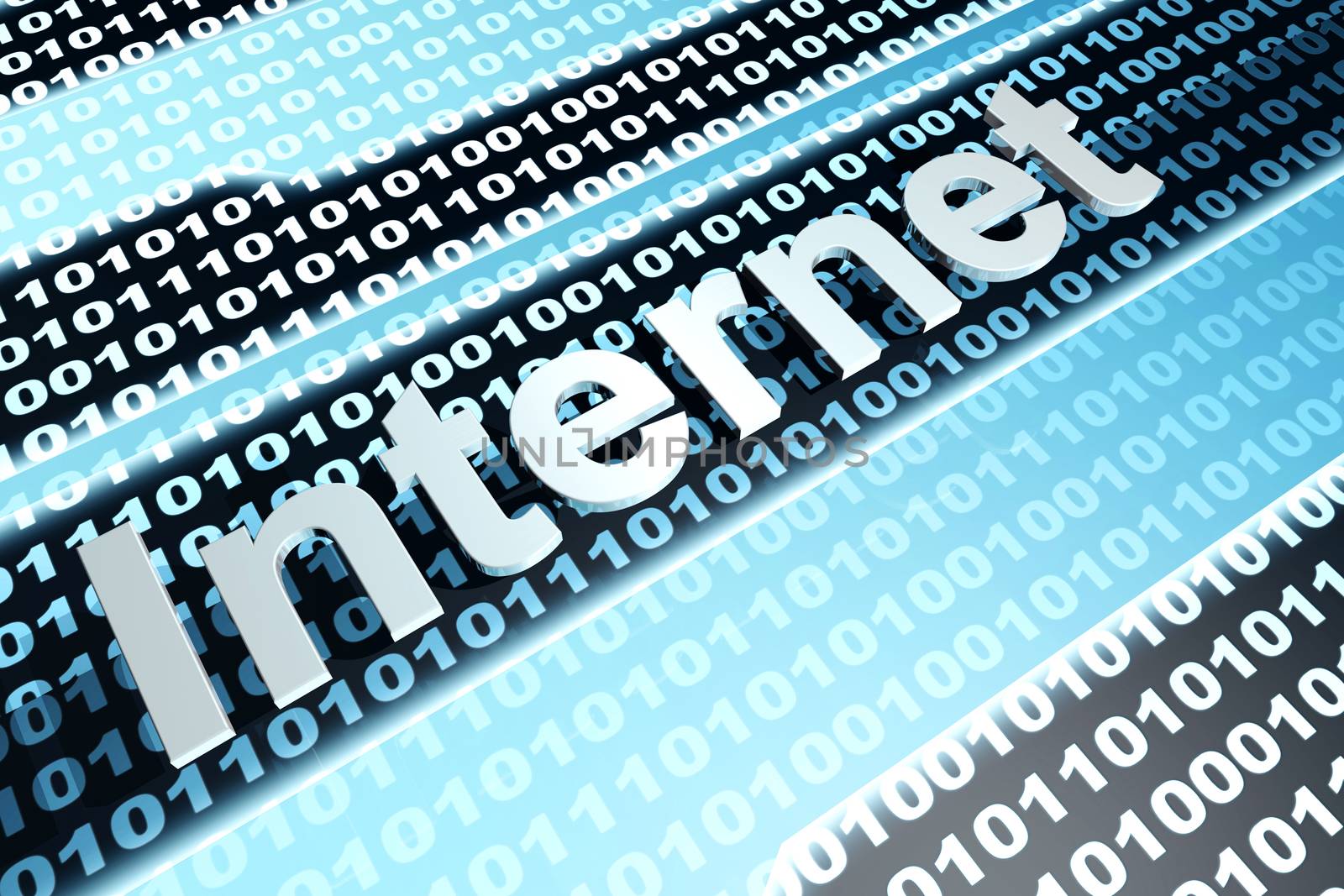 The word Internet in front of a binary background.