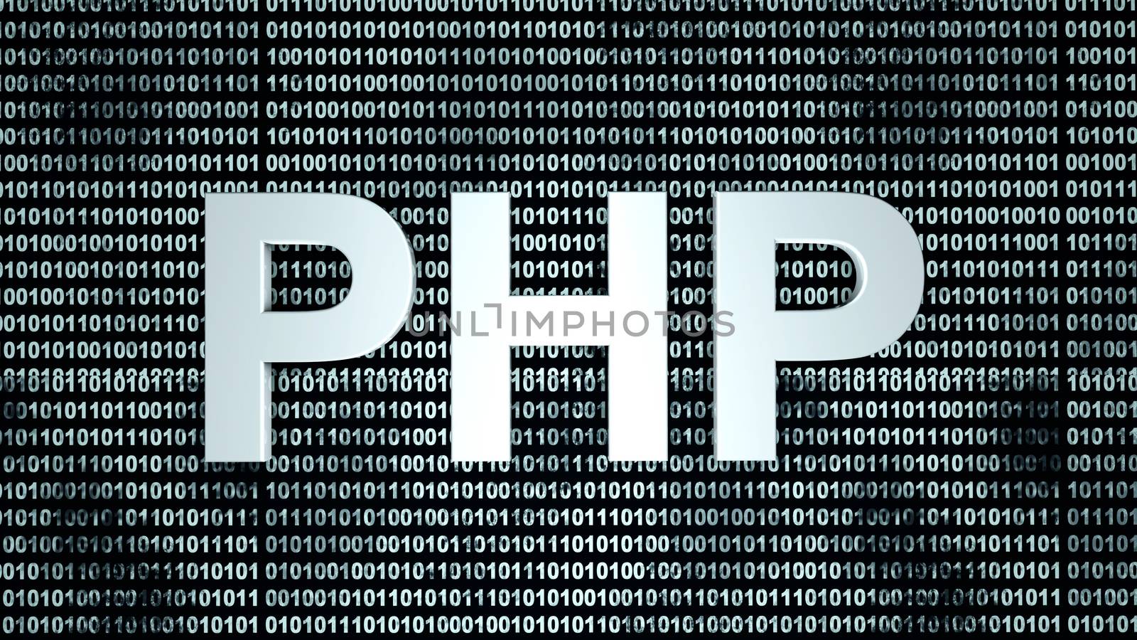 A digital binary code background with the abbreviation of PHP for the famous coding language used on the internet.
