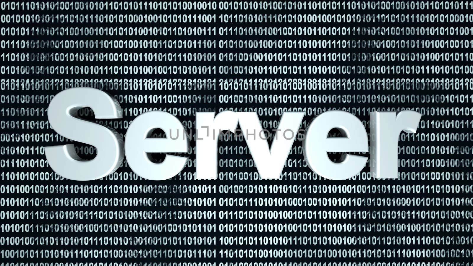 The word server  in front of a binary background symbolizing the digital code of software.
