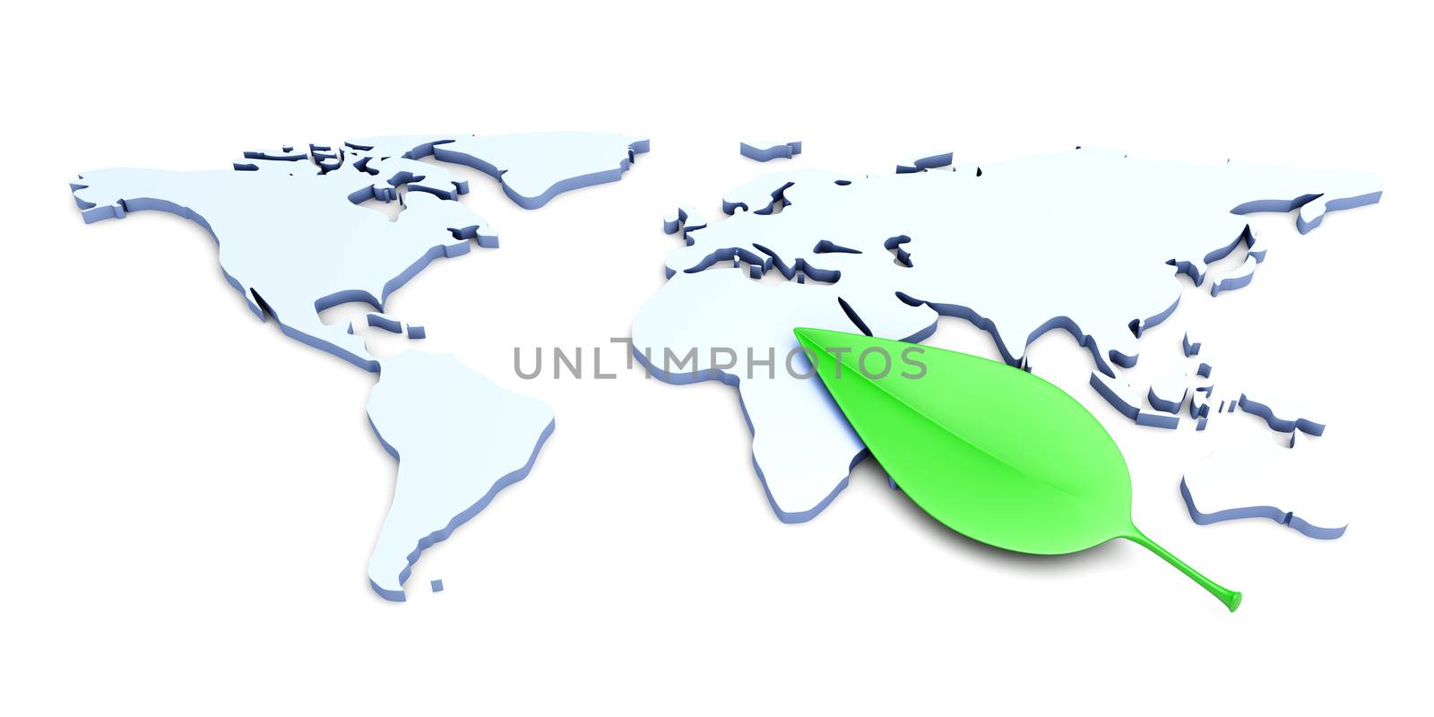 Global ecology. 3D rendered Illustration. Isolated on white.