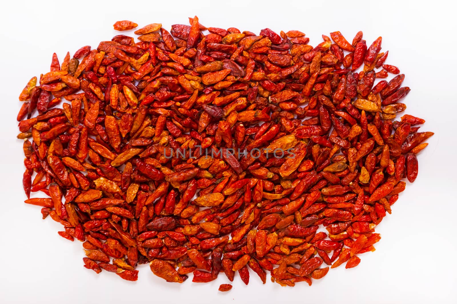 Dried red hot chili Peppers.