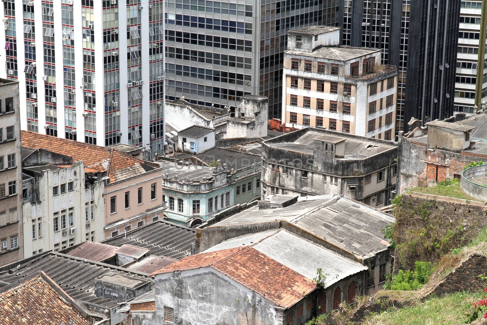 Rundown buildings in dowtown Salvador de Bahia, Brazil, South america.