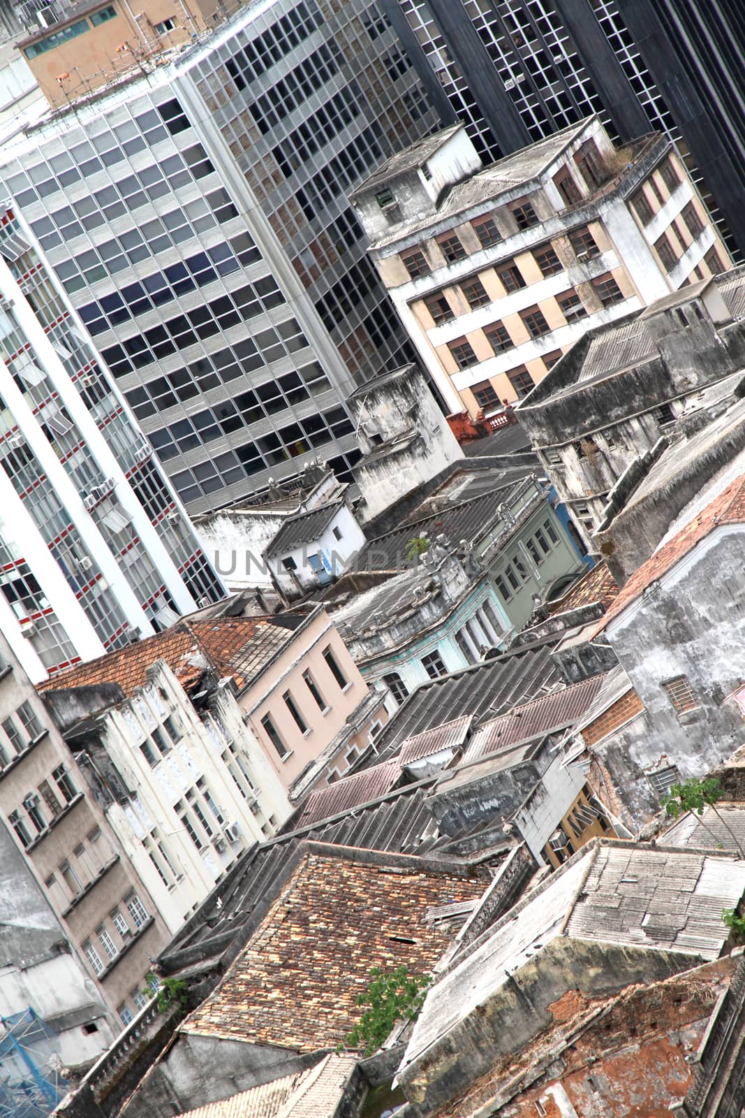 Rundown buildings in dowtown Salvador de Bahia, Brazil, South america.