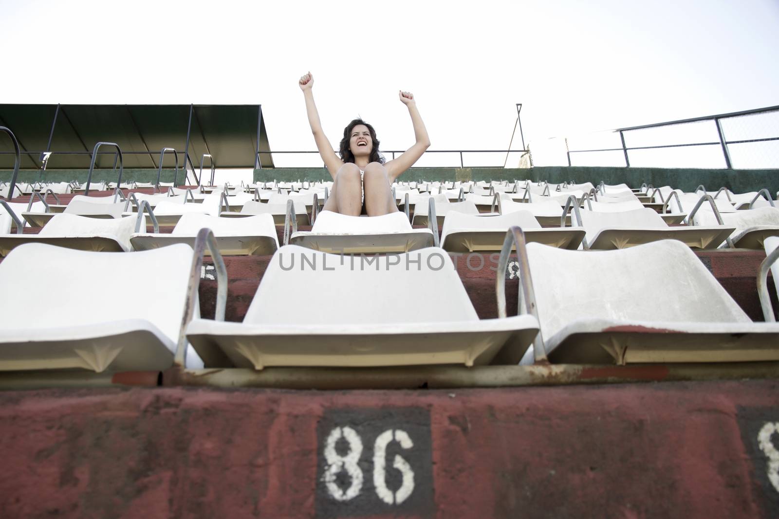 Retro cheering girl in stadium by Spectral