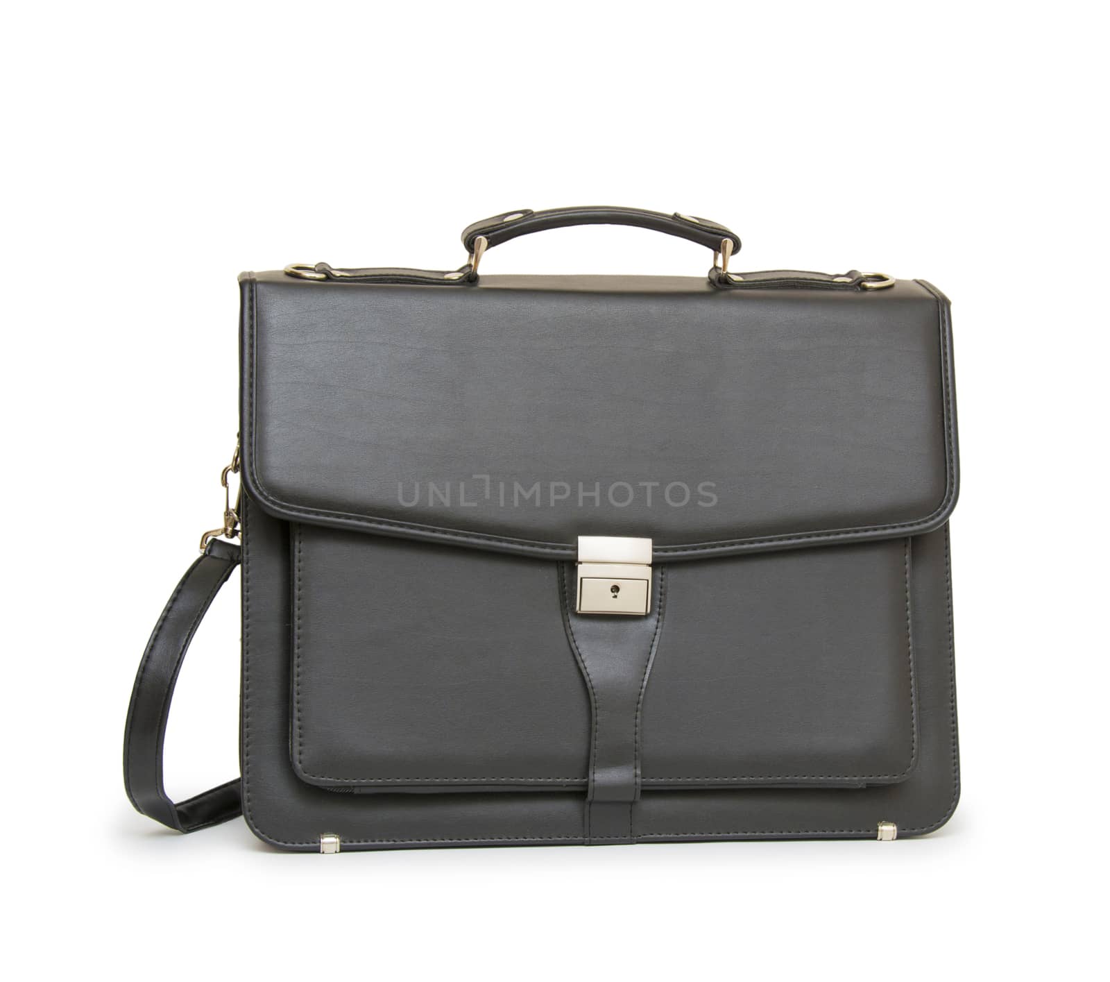 Business leather briefcase isolated