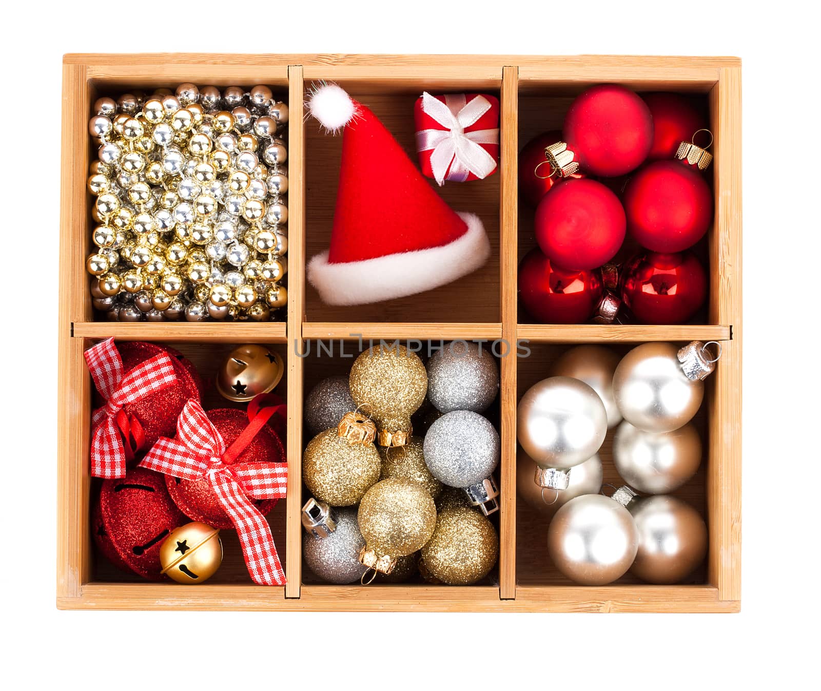 Beautiful packaged Christmas balls, close up