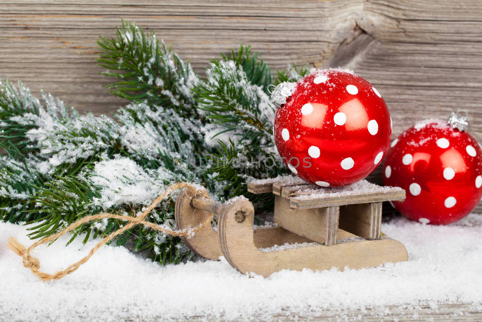 Christmas decoration over wooden background