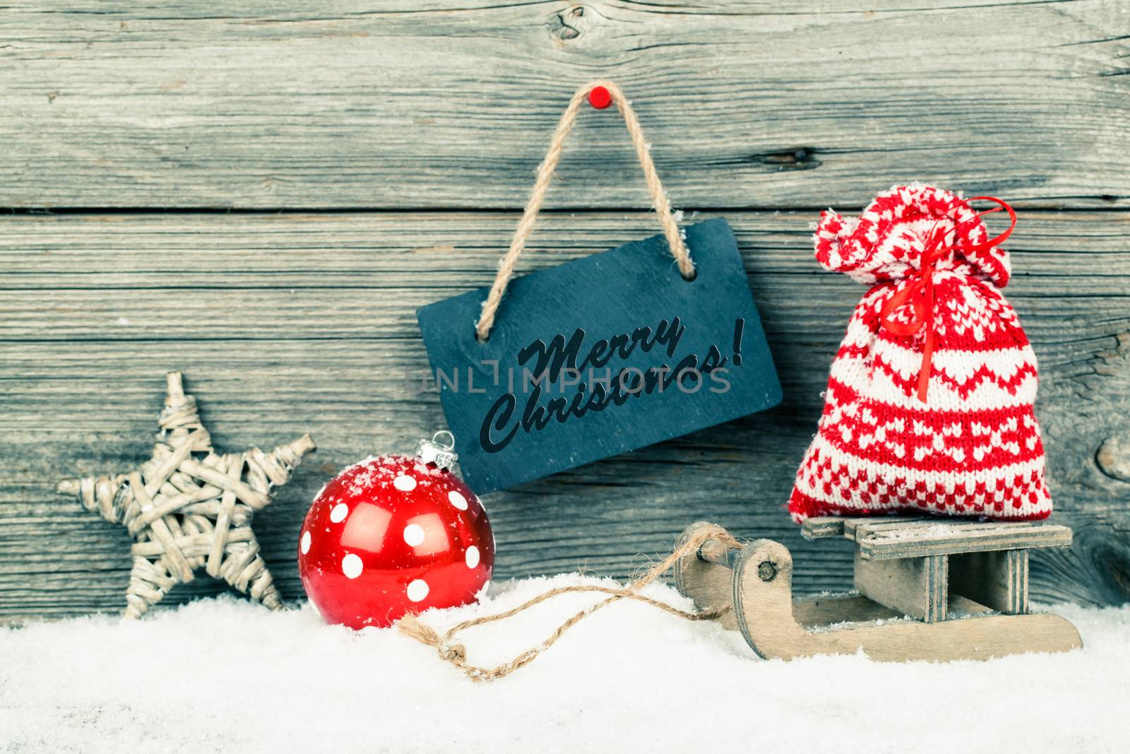 Christmas decoration over wooden background