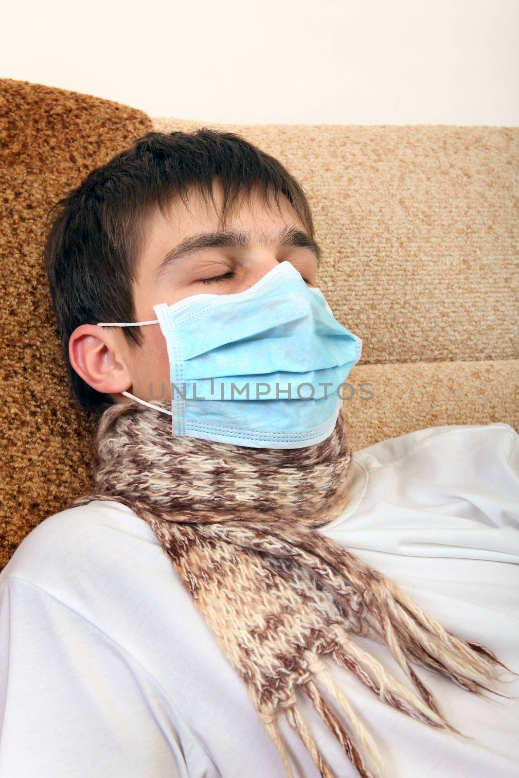 Sick Teenager in Flu Mask by sabphoto