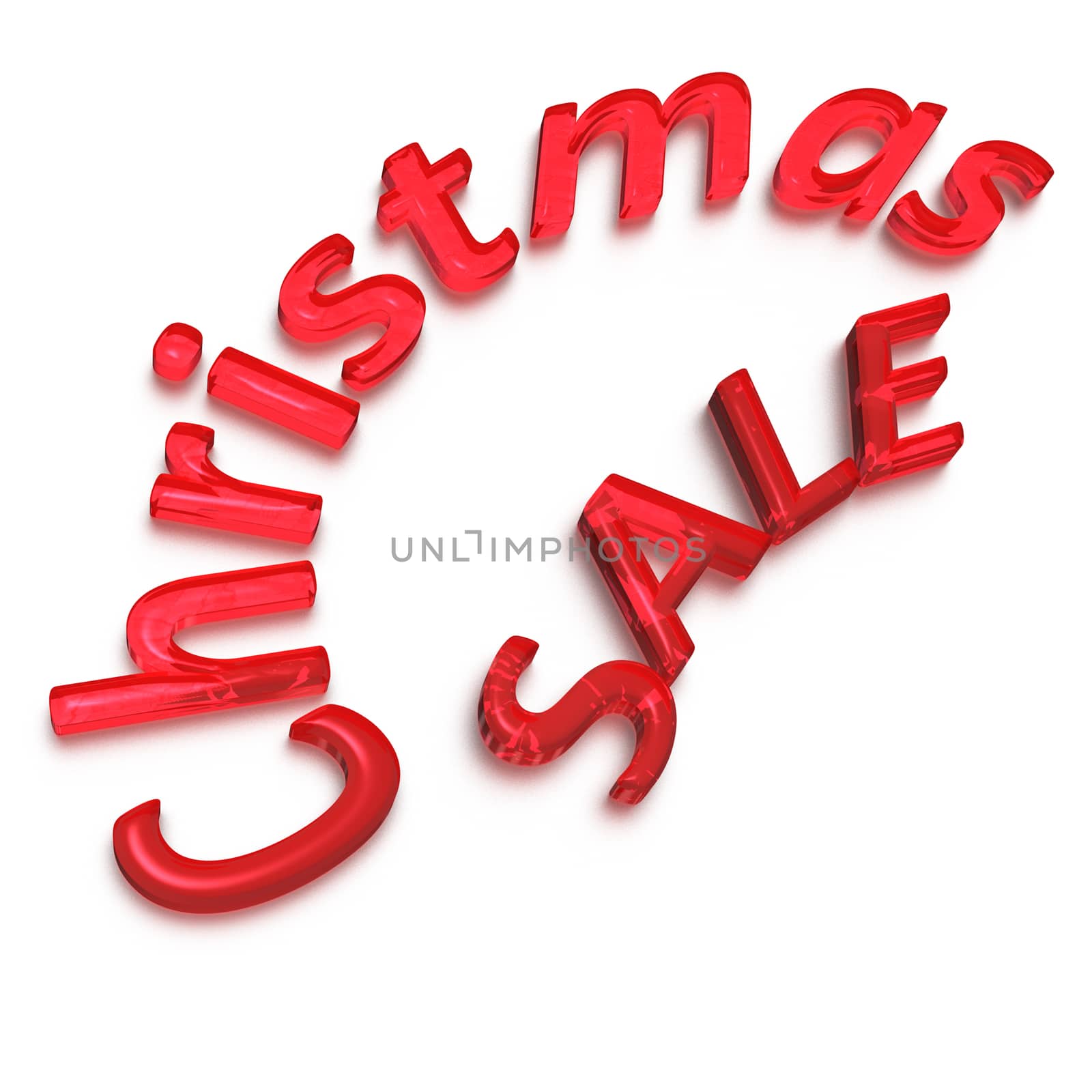 Glossy three-dimensional inscription Cristmas Sale as a sign.