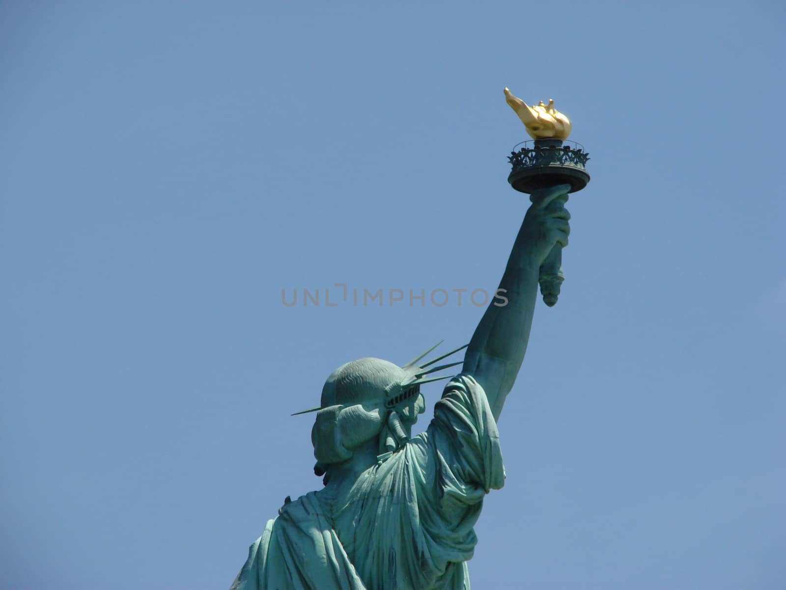 Statue of Liberty from behind in New York                    